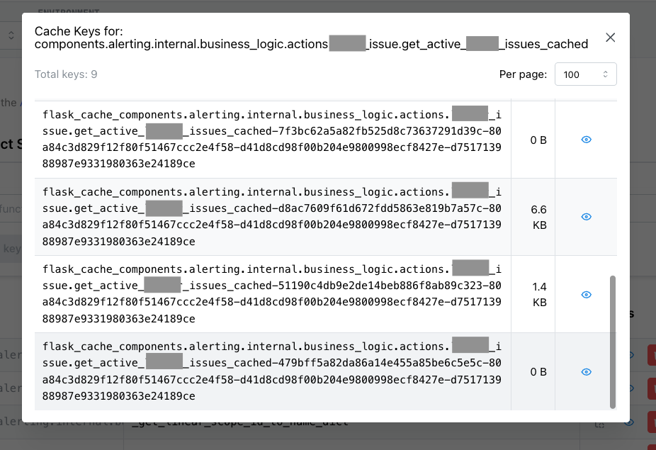Admin dashboard — key browser
